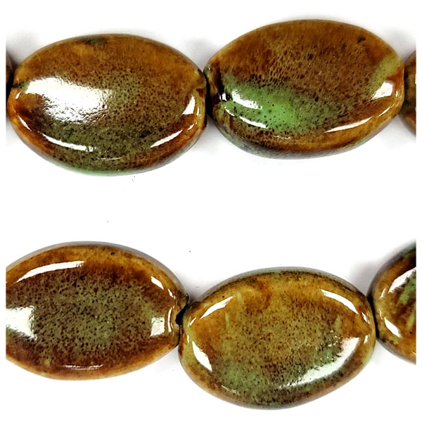 PORCELAIN FLAT OVAL 24X32MM TQ GREEN